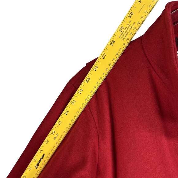 L.L. Bean Red Heavy Wool Mens M Womens L Bomber Jacket Plaid Lining USA Made - Picture 12 of 13